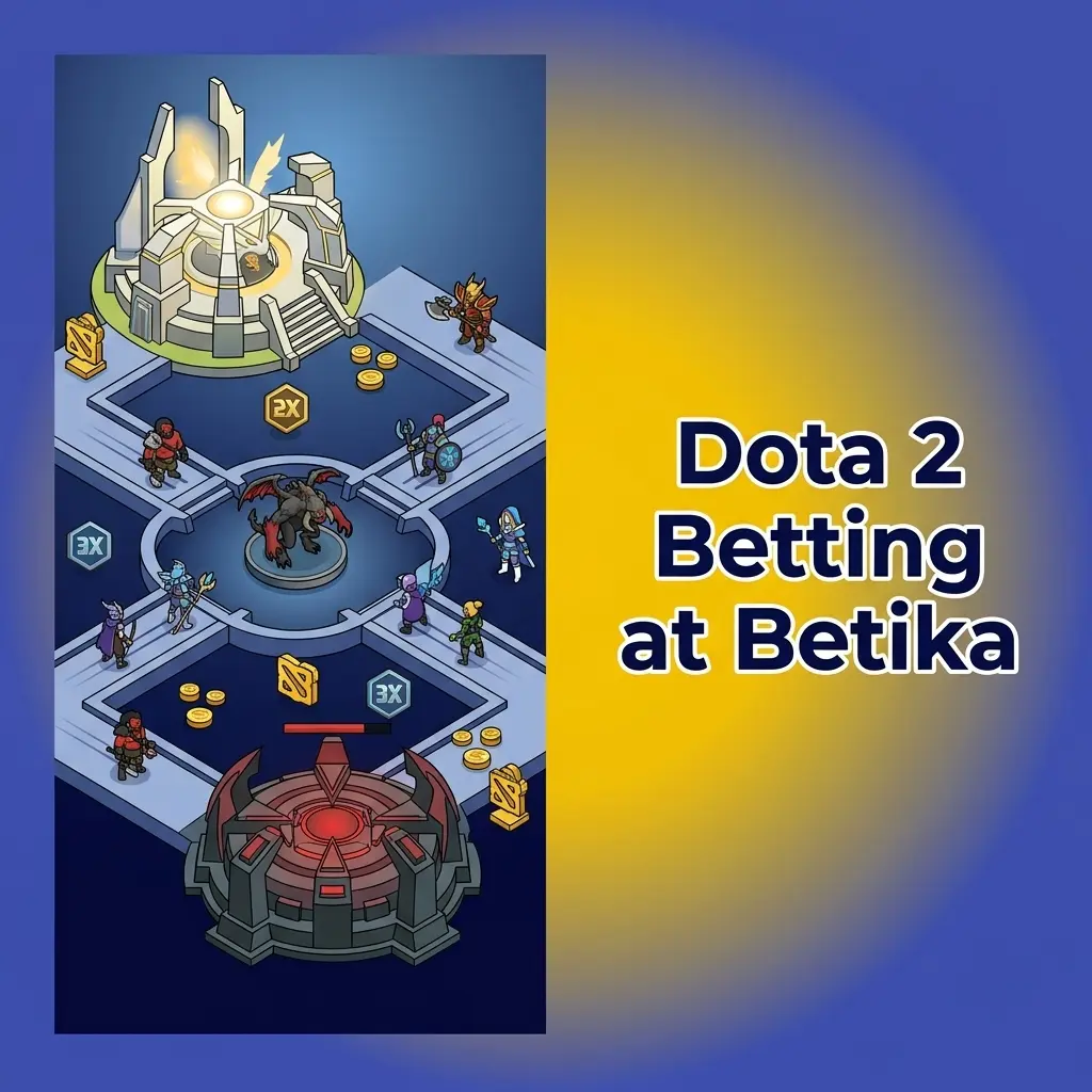 Dota 2 betting at Betika featuring match winner and live markets for TI, ESL One, and top tournaments
