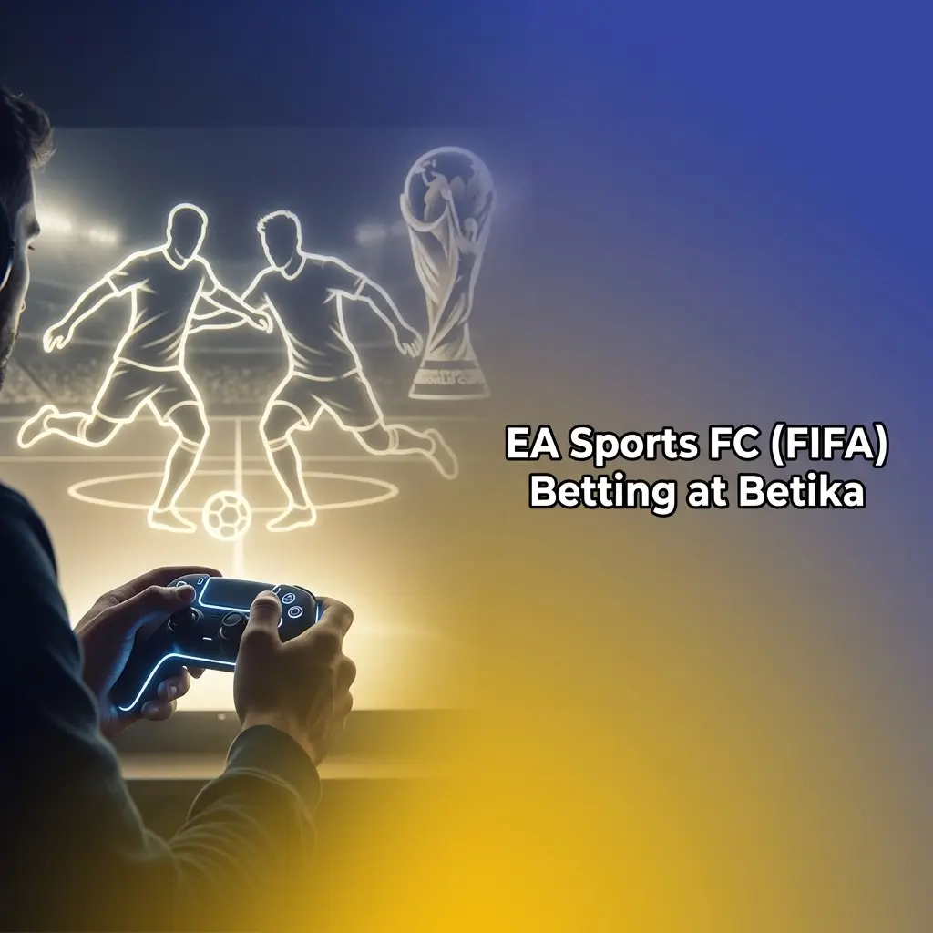 EA Sports FC FIFA esports betting at Betika with markets for eNations Cup, eWorld Cup, and top tournaments