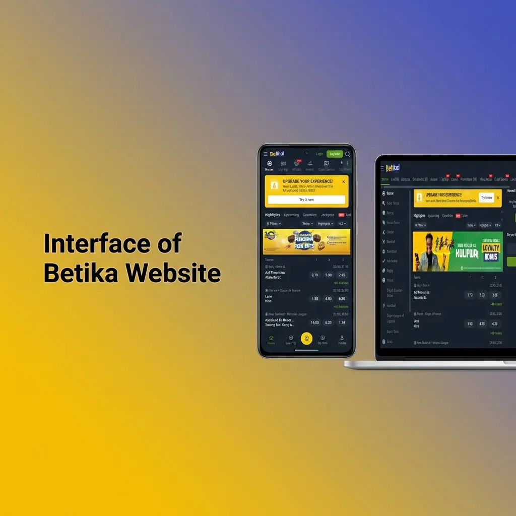 Betika website interface showing top navigation bar with Sports, Live Betting, Casino, and account menu options for Kenya players