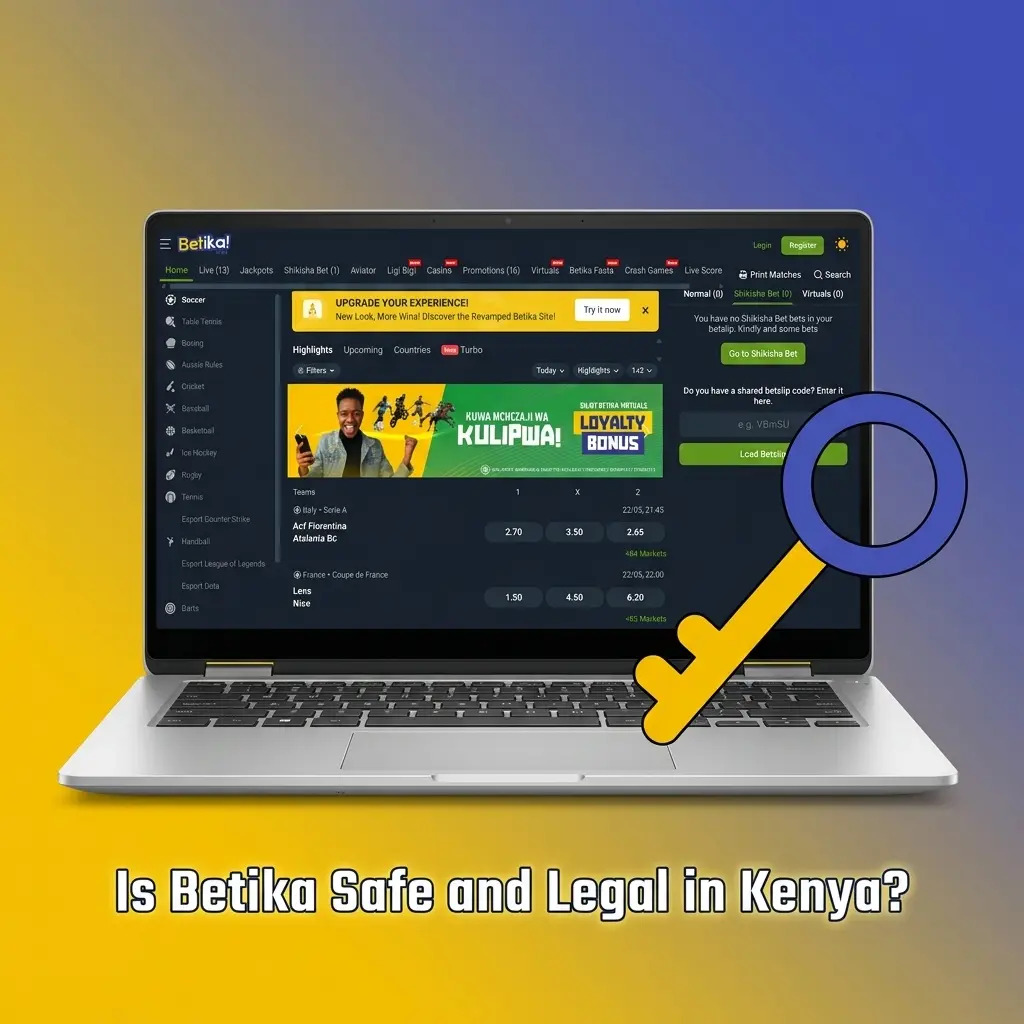 Betika licensed by Kenya's BCLB with SSL encryption, KYC compliance, and responsible gaming tools for safe legal betting